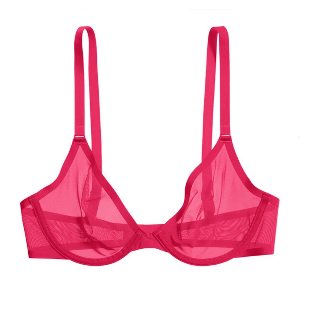 CUUP The Plunge Mesh Bra Azaela Pink 32G NWT